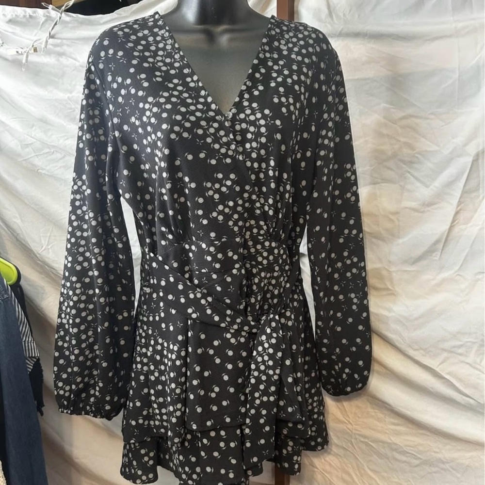Black and White Polka Dot Wrap Jumper